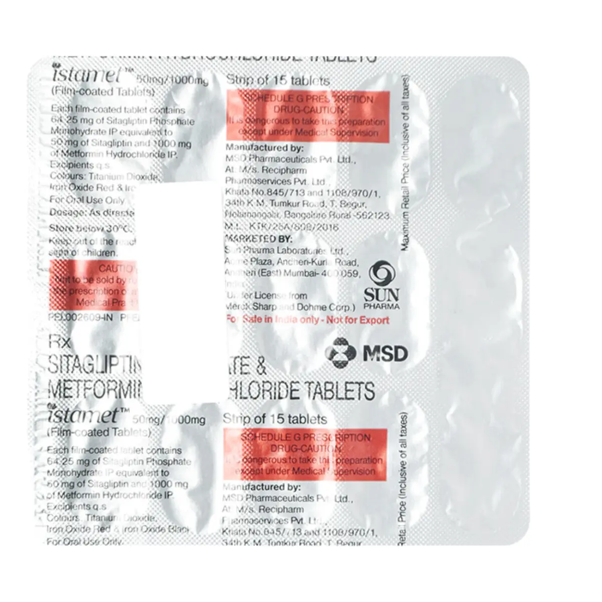 ISTAMET 50MG/500MG (Sitagliptin (50mg) + Metformin (500mg))