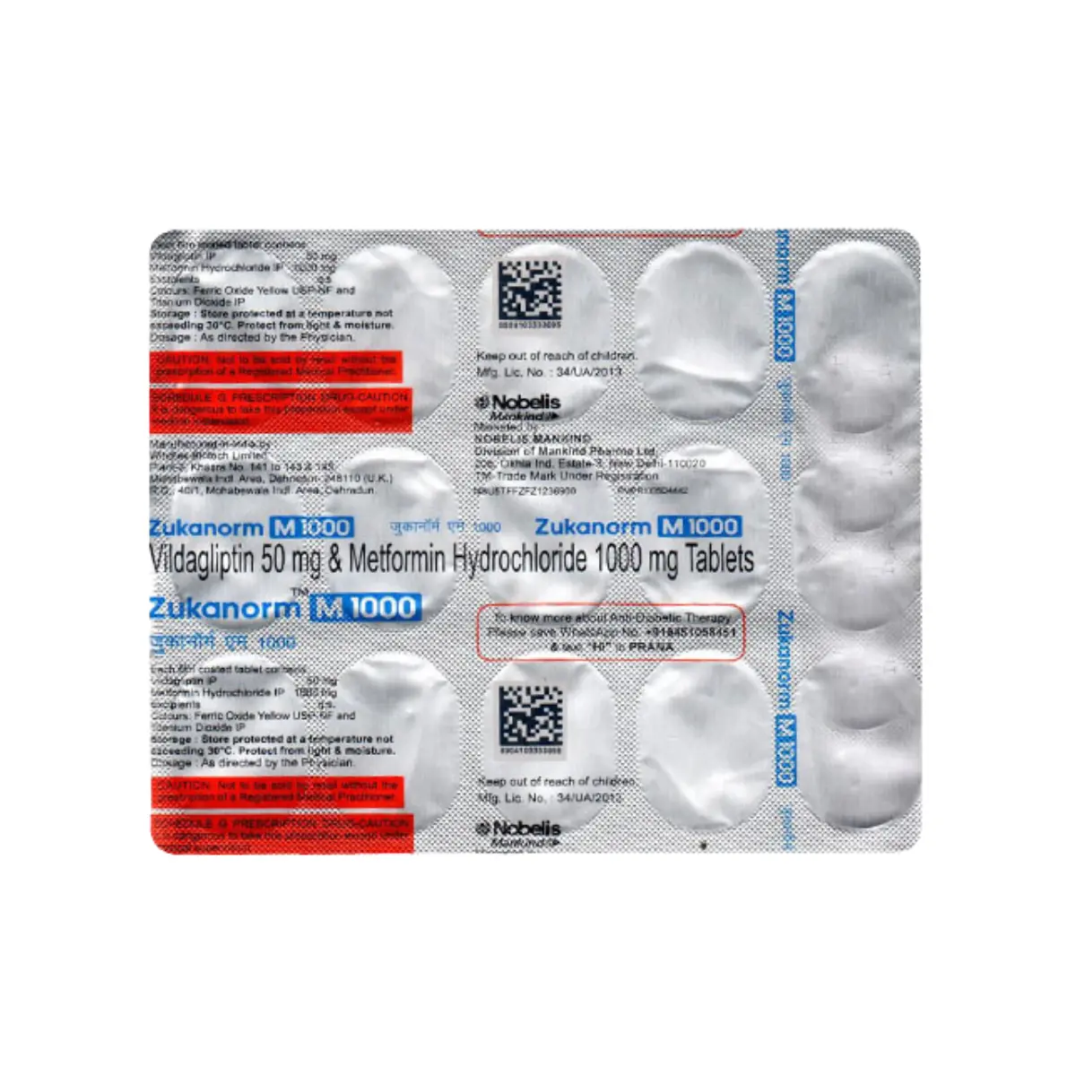 ZUKANORM M 1000 (Metformin (1000mg) + Vildagliptin (50mg))