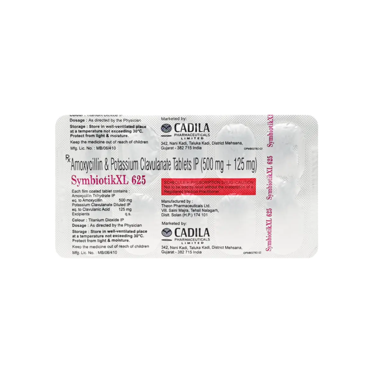 SYMBIOTIC XL 625 (Amoxycillin (500mg) + Clavulanic Acid (125mg))