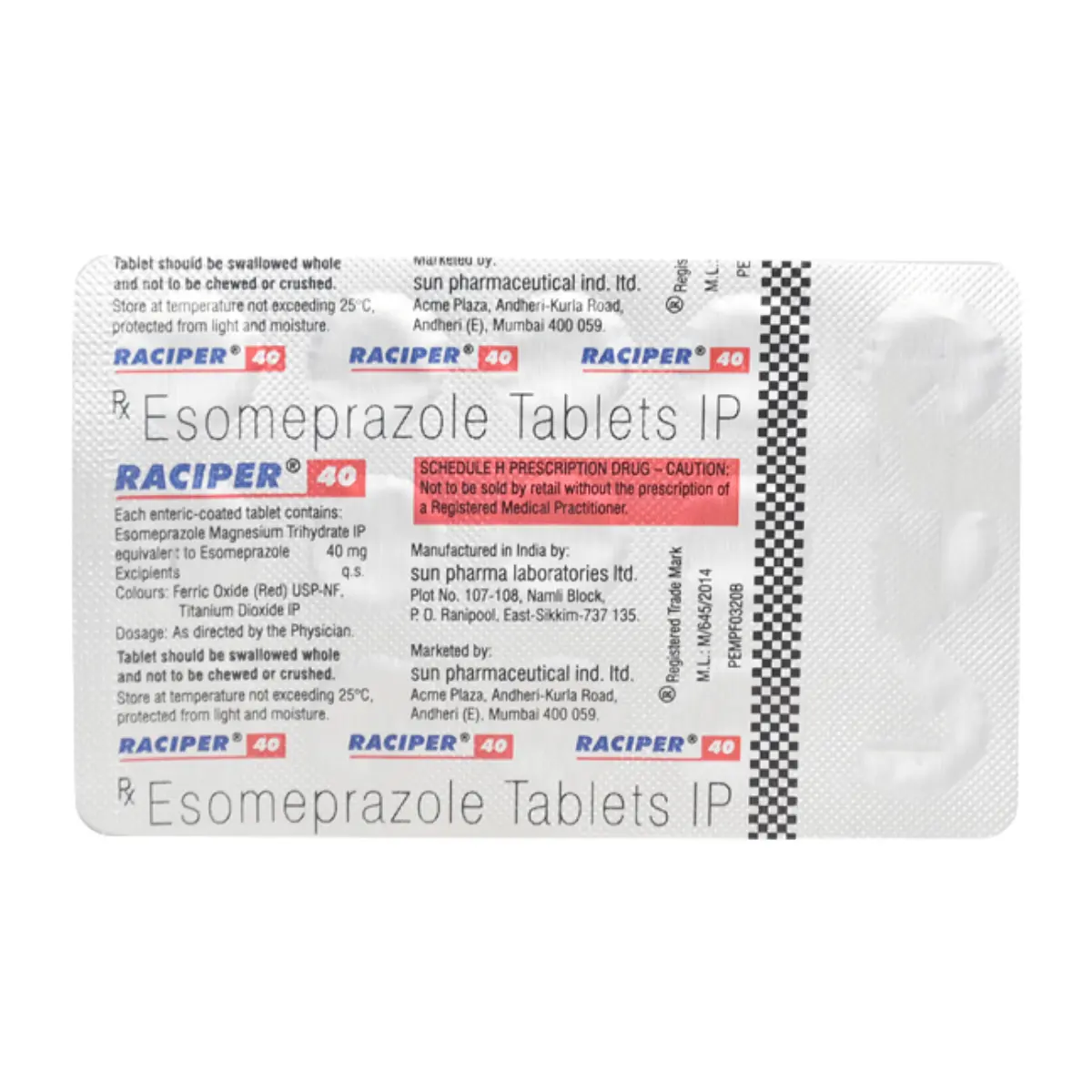 RACIPER 40MG (Esomeprazole (40mg))