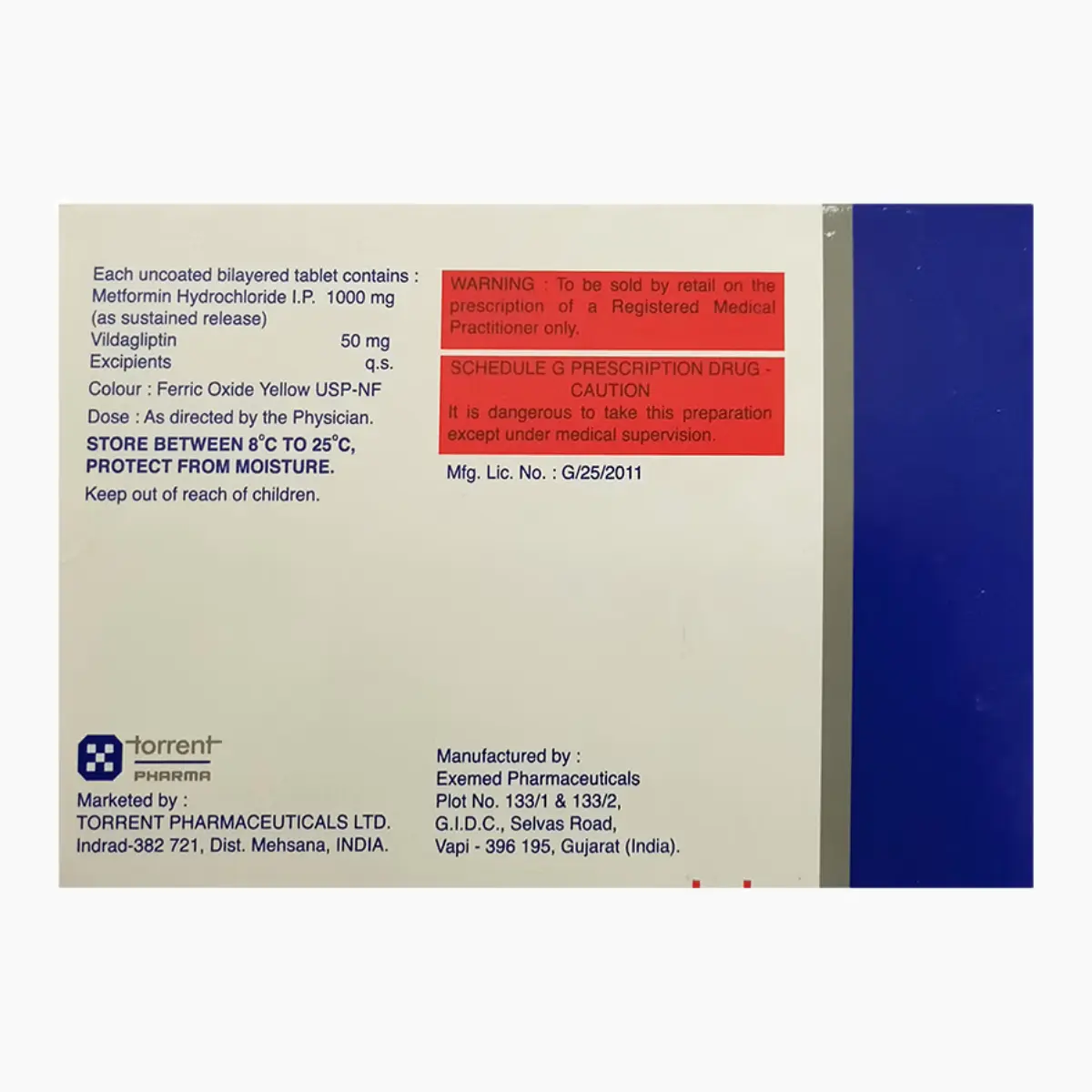 TORGLIP M SR 1000 (Metformin (1000mg) + Vildagliptin (50mg)) - Image 2