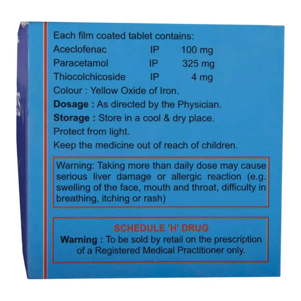 THIO SERADIC (Thiocolchicoside (4mg) + Aceclofenac (100mg) + Paracetamol (325mg)) - Image 2