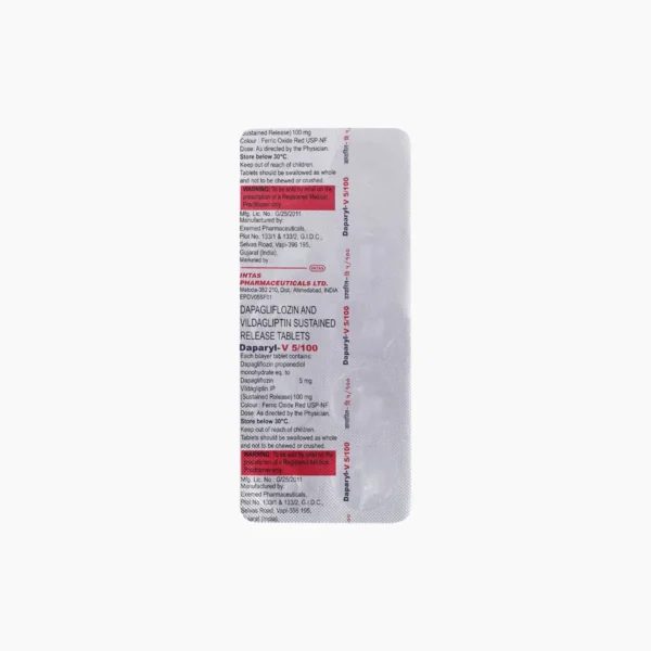 DAPARYL V 5 (Dapagliflozin (5mg) + Vildagliptin (100mg)) - Image 2