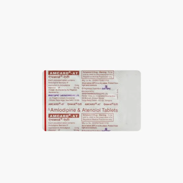 AMCARD AT (Amlodipine (5mg) + Atenolol (50mg)) - Image 2