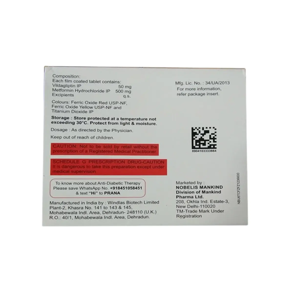 ZUKANORM M 500 (Metformin (500mg) + Vildagliptin (50mg)) - Image 2