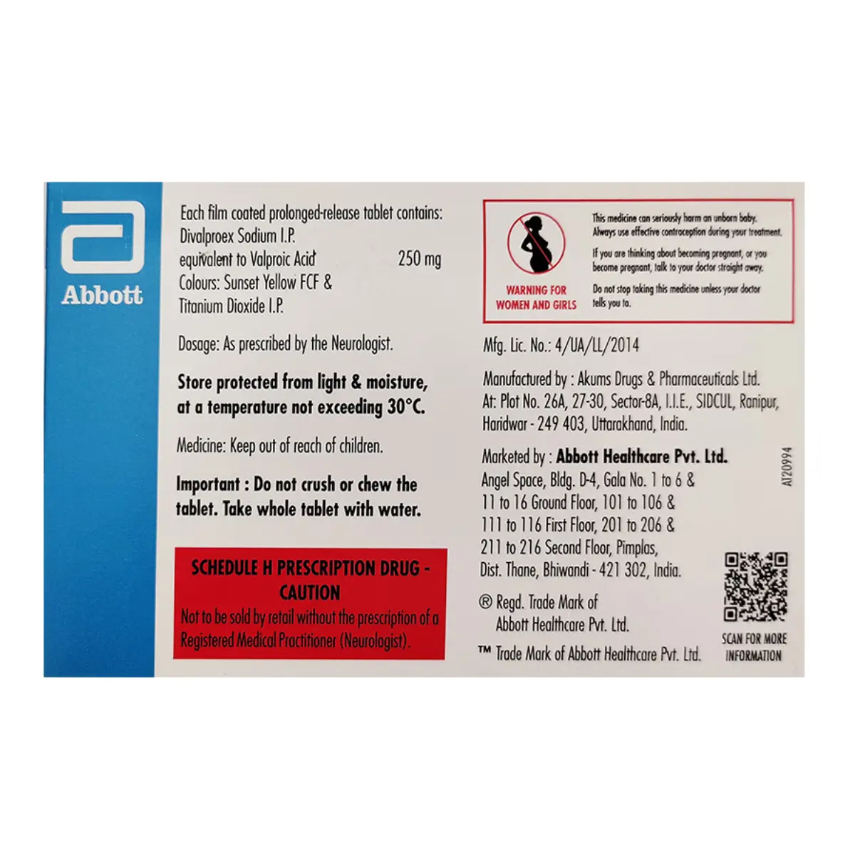 VALANCE OD 250MG (Divalproex (250mg)) - Image 2