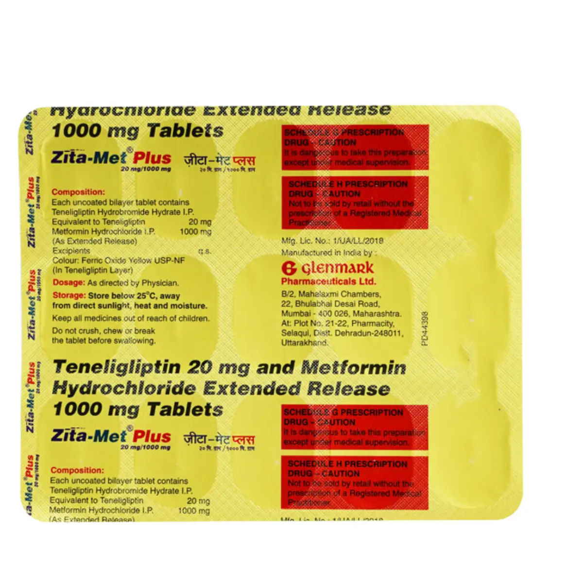 ZITA MET 20/1000MG (Metformin (1000mg) + Teneligliptin (20mg)) - Image 2