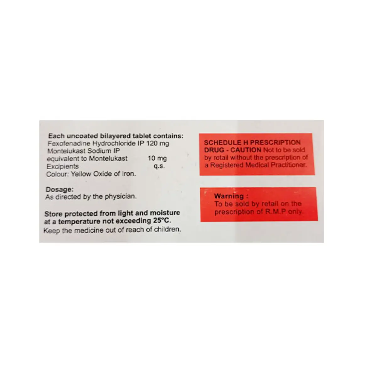 VITARESP FX 120 (Montelukast (10mg) + Fexofenadine (120mg)) - Image 2